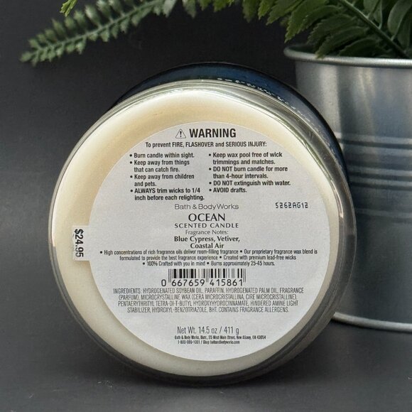 BBW Ocean Bath & Body Works 3 Wick Candle - Picture 9 of 10
